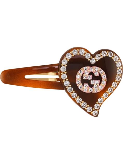 gucci pink hair clip|Hair clip with GG and heart detail in pink resin .